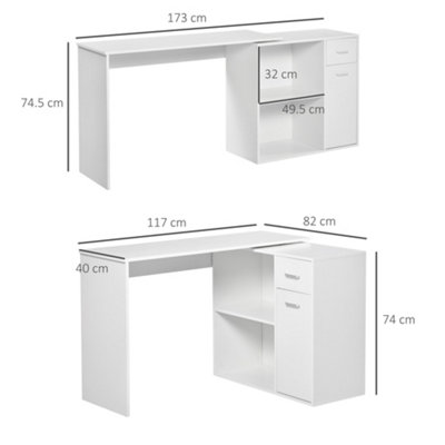 HOMCOM Computer Desk Rotating Dining Table W/ Storage Shelf White