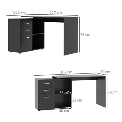 Black desk deals with file drawer