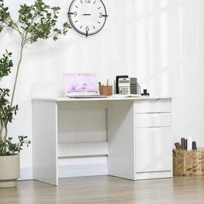 Small white corner on sale desk with drawers