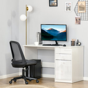 HOMCOM Computer Desk w/ Drawers Modern Writing Workstation for Home Office