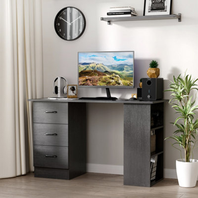 Black study desk with drawers hotsell