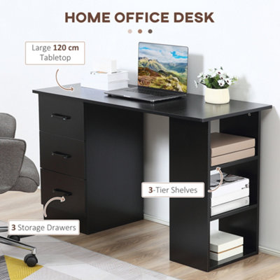 Large black deals desk with storage