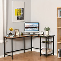 HOMCOM Computer Desk with Adjustable Storage Shelf Compact Gaming Workstation