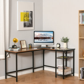 HOMCOM Computer Desk with Adjustable Storage Shelf Compact Gaming Workstation