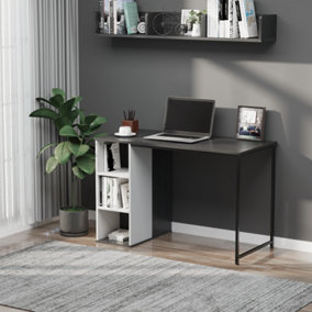 HOMCOM Computer Desk with Storage Shelves Study Home Office Workstation, Grey