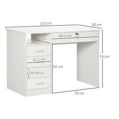 Walden desk with 5 deals drawers in white