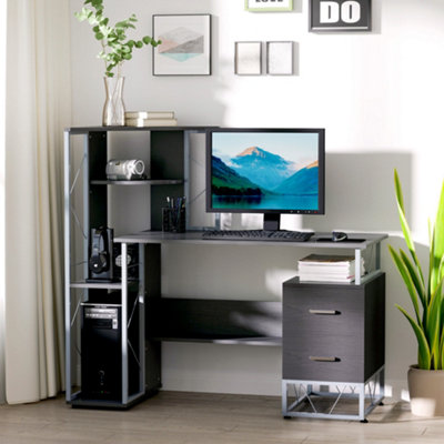 HOMCOM Computer PC Laptop Desk Table Shelf 2 Drawers Bookstore workstation