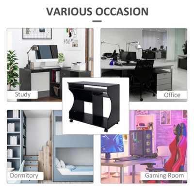 HOMCOM Computer Table Study Desk with Sliding Keyboard Tray, Black
