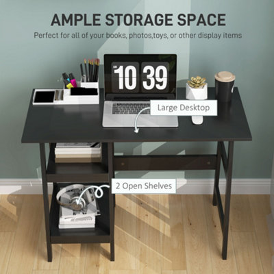 HOMCOM Computer Writing Desk w/ Shelf PC Workstation for Home Office Black