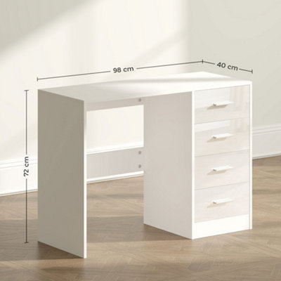 HOMCOM Computer Writing Desk with 4 Drawers, High Gloss Home Office Workstation