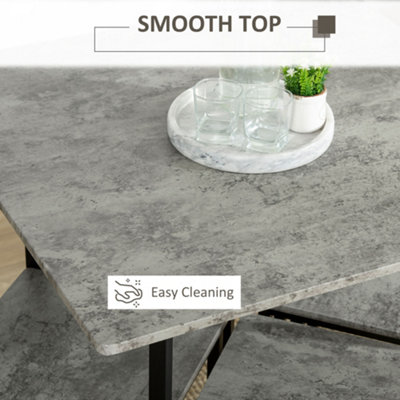 HOMCOM Concrete Effect Square Bar Table Set with Stools for 4 People Grey