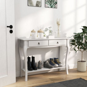 HOMCOM Console Table Sofa Side Desk with Storage Shelves Drawers for Entryway