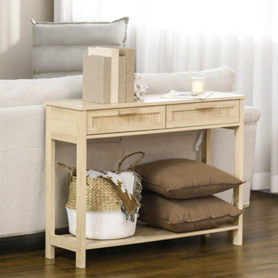 thumbnail image 2 of HOMCOM Grey Wooden Console Table With Drawer & Shelf – Entryway Storage, 100cm 2 of 4