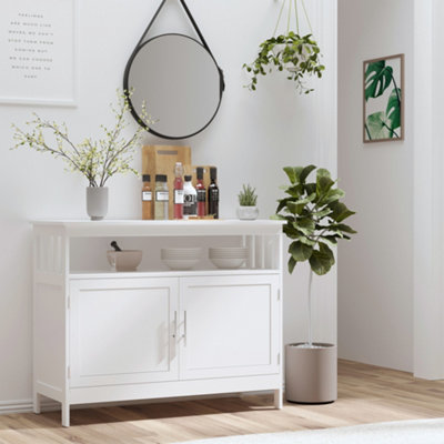 Kitchen console table with outlet storage