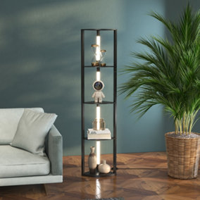 HOMCOM Corner Floor Lamp with Dimmable Warm White LED Light, for Living Room