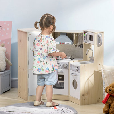 Play kitchen store with working microwave