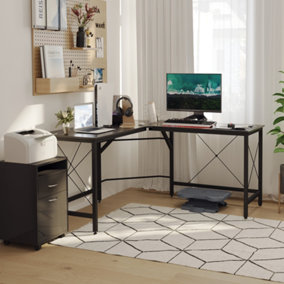 HOMCOM Corner L-Shape Desk Home Office Gaming Computer PC Workstation Black