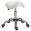 HOMCOM Cosmetic Stool 360 Rotate Height Adjustable Salon Massage Spa Chair Hydraulic Rolling Saddle Stool Mobility, Cream White