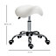 HOMCOM Cosmetic Stool 360 Rotate Height Adjustable Salon Massage Spa Chair Hydraulic Rolling Saddle Stool Mobility, Cream White