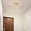 HOMCOM Crystal Ceiling Lamp Chandelier Hallway Flush Mount Pendant 3 Light Dia.30cm Silver