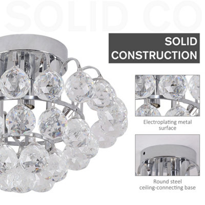 3-Light Crystal Flush Mount Ceiling Light | Ceiling Light For Low