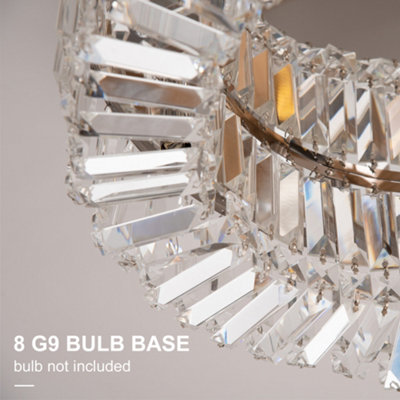HOMCOM Crystal Ceiling Light Modern Chandeliers for Living Room Bedroom Silver