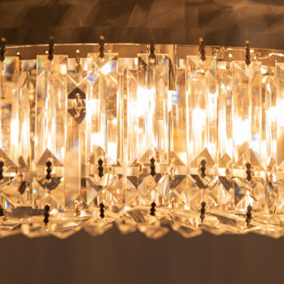 HOMCOM Crystal Ceiling Light Modern Chandeliers for Living Room Bedroom Silver