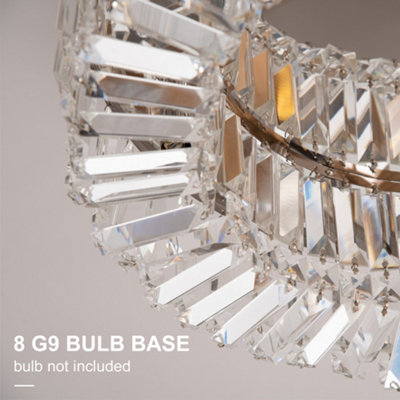 HOMCOM Crystal Ceiling Light Modern Chandeliers Stainless Steel Pendant Lights with Crystal Decorations Silver