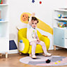 HOMCOM Cute Animal Kids Sofa PU Leather Armchair for Children's Room, Yellow