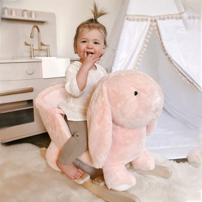 HOMCOM Cute Kids Ride-On Rocking Rabbit w/ Sound Handlebars Seat Belt ...