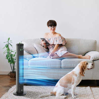 Homcom Dark Grey Smart Tower Fan - Remote Control, 3 Speed, Timer