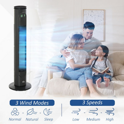 Homcom Dark Grey Smart Tower Fan - Remote Control, 3 Speed, Timer