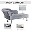 HOMCOM Deluxe Chaise Longue Designer Retro Vintage Style Sofa Lounge Day Bed With Bolster Cushion Grey