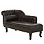 HOMCOM Deluxe Vintage Style Faux Leather Chaise Longue - Dark Brown