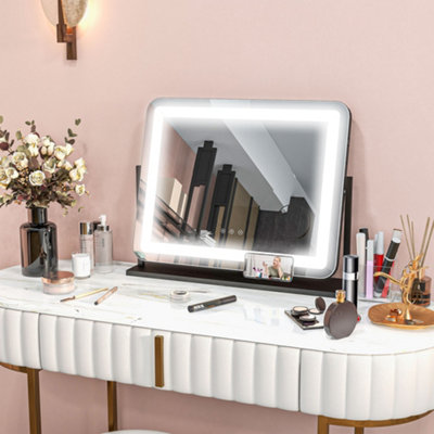 HOMCOM Dimmable Lighted Makeup Mirror with USB Port, 360 Degree Rotation