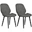 HOMCOM Dining Chairs Set of 2, Velvet Fabric Upholstered Kitchen Chairs with Solid Metal Legs
