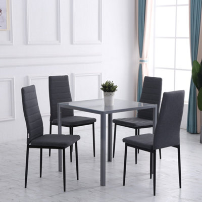 HOMCOM Dining Chairs Upholstered Fabric Accent Chairs with Metal Legs ...