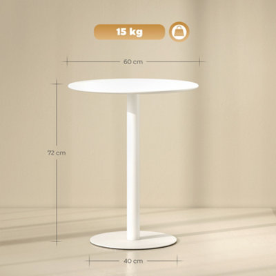 HOMCOM Dining Table, 60 cm Round Kitchen Table for 2 with Steel Base, White