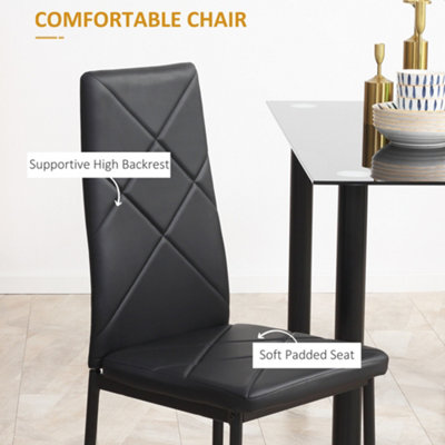 HOMCOM Dining Table and Chairs Set for 4 with Padded Seat, Black