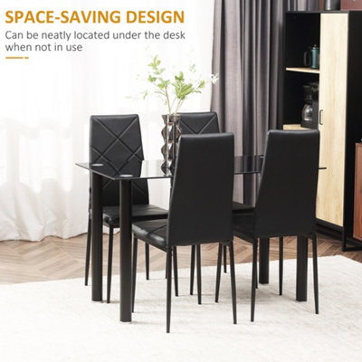 HOMCOM Dining Table and Chairs Set for 4 with Padded Seat, Black