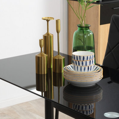 HOMCOM Dining Table and Chairs Set for 4 with Padded Seat, Black