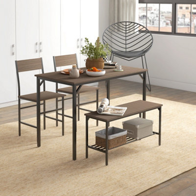 Walmart Dining Set With Two Benches Upholstered Chairs Walmart