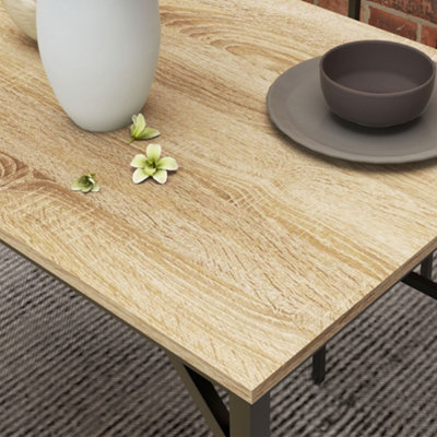 HOMCOM Dining Table and Chairs Set of 4 with 2 Chairs Bench for Kitchen Natural