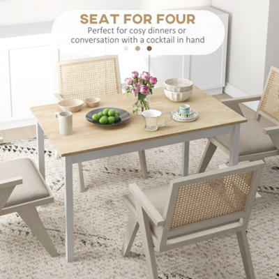 HOMCOM Dining Table Farmhouse Kitchen Table w/ Wood Frame for Dining Room