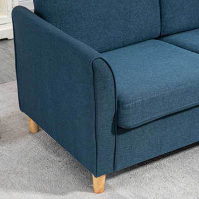 HOMCOM DOUBLE SEAT SOFA, LINEN FABRIC LOVESEAT COUCH WITH ARMRESTS, BLUE