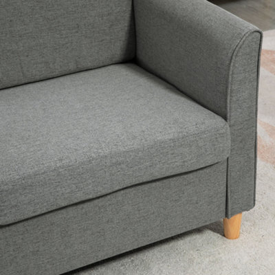 HOMCOM Double Seat Sofa Linen Fabric Loveseat Couch with Armrests, Grey