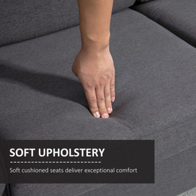 HOMCOM Double Seat Sofa Linen Upholstery Loveseat Couch w/ Armrests ...