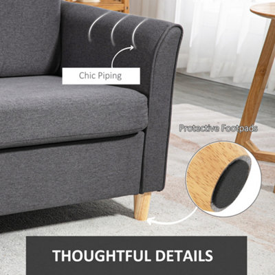 HOMCOM Double Seat Sofa Linen Upholstery Loveseat Couch w/ Armrests ...