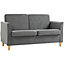 HOMCOM Double Seat Sofa Linen Upholstery Loveseat Couch w/ Armrests, Grey