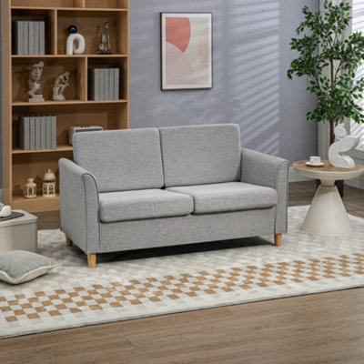 HOMCOM Double Seat Sofa Linen Upholstery Loveseat Couch w/ Armrests ...